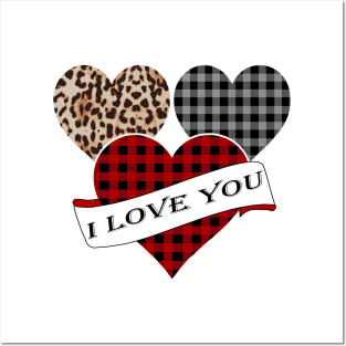 Women's Striped Plaid Printed Heart Valentine's Day Posters and Art